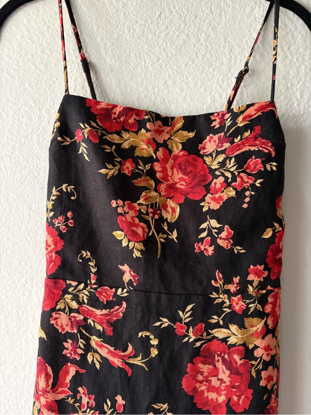 Reformation Linen Frankie Midi Dress Women’s 0 Black & Red Floral Formal Wedding - Picture 5 of 16